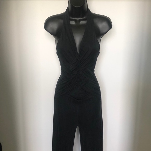Source Unknown Pants - SEXY ELEGANT BLACK JUMPSUIT with open back, One Piece, size XS
